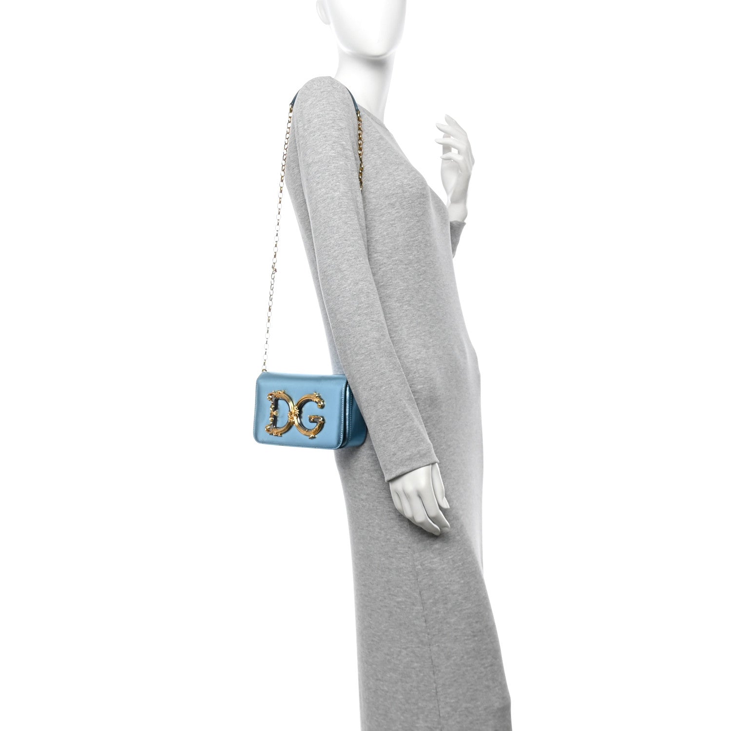 Metallic Nappa Mini DG Girls Shoulder Bag Blue