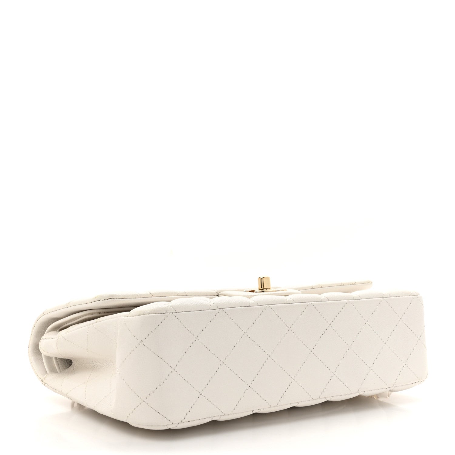 Caviar Quilted Medium Double Flap White