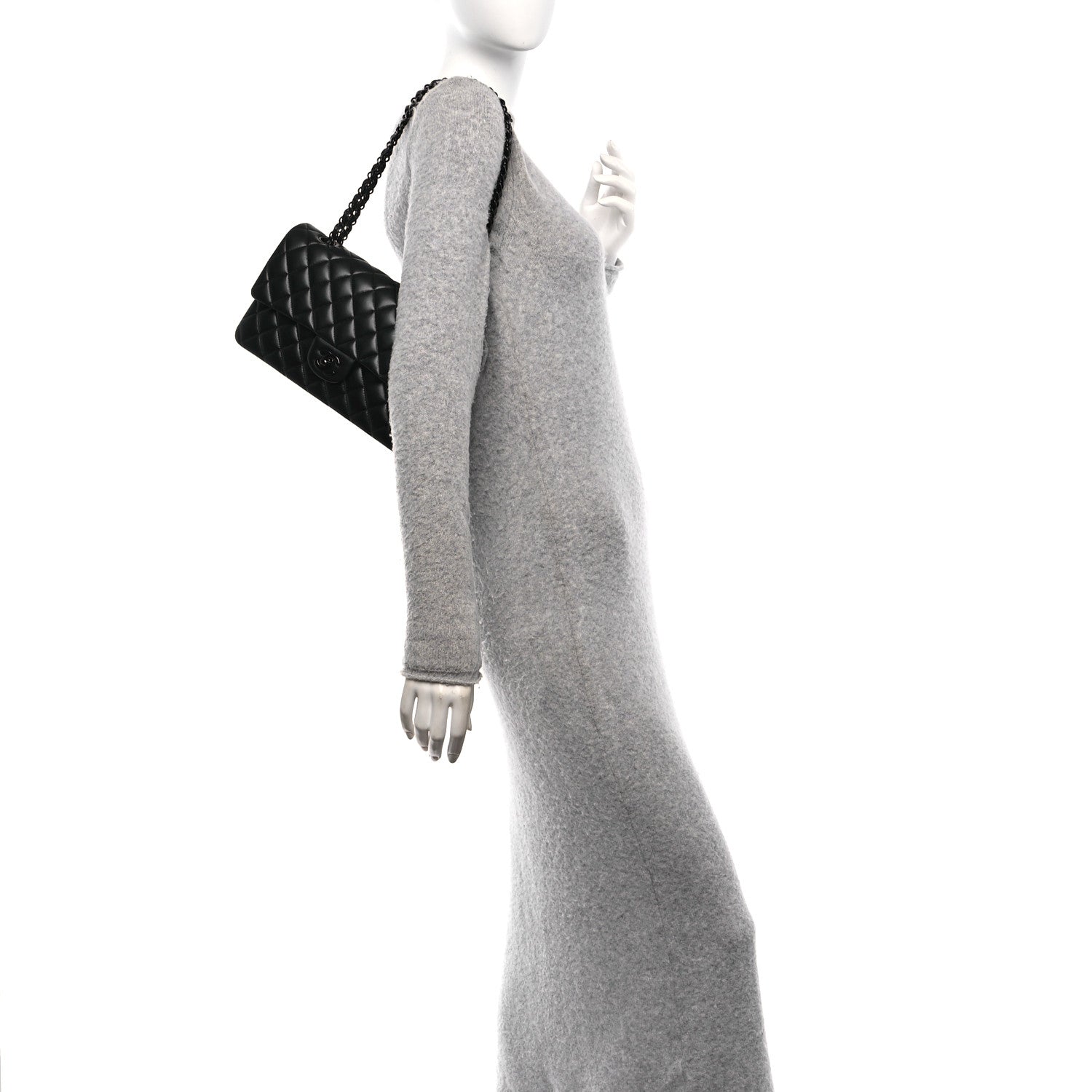 Lambskin Quilted Medium Double Flap So Black