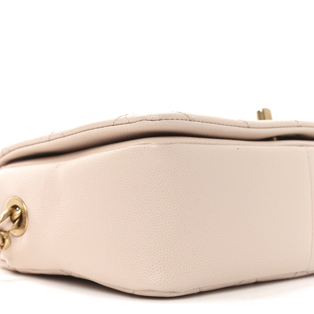 Caviar Quilted Small Fashion Therapy Flap Bag Beige
