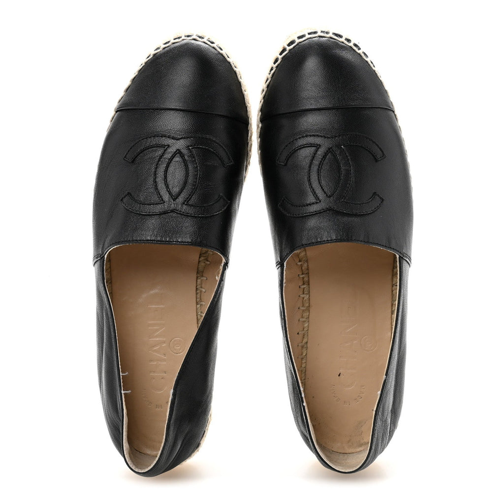Lambskin CC Espadrilles 37 Black