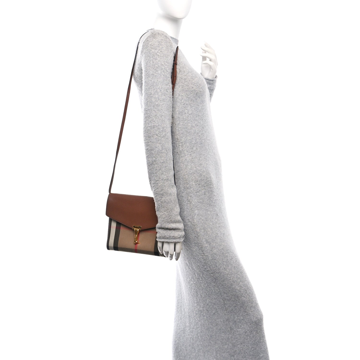 Derby Calfskin House Check Small Macken Crossbody Bag Tan