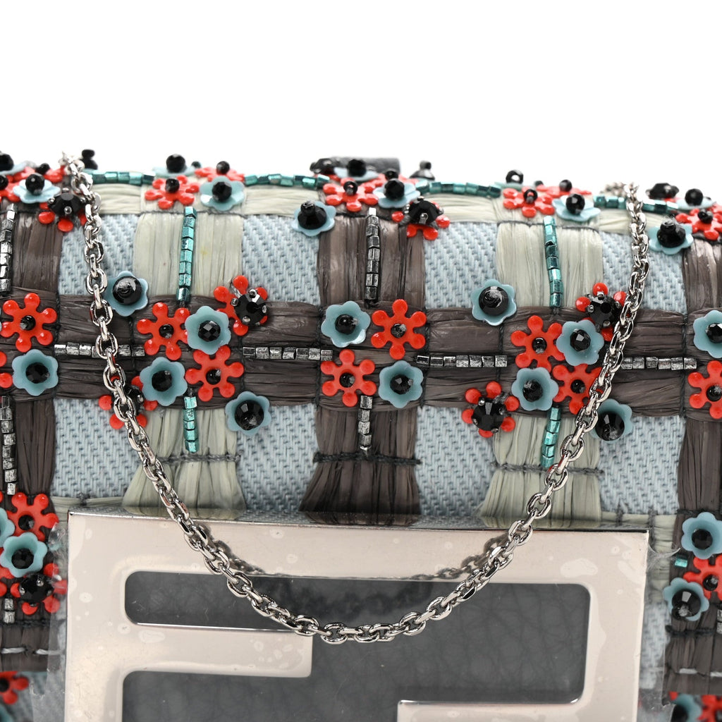 Canvas Beaded Nano Baguette Charm Blue Multicolor