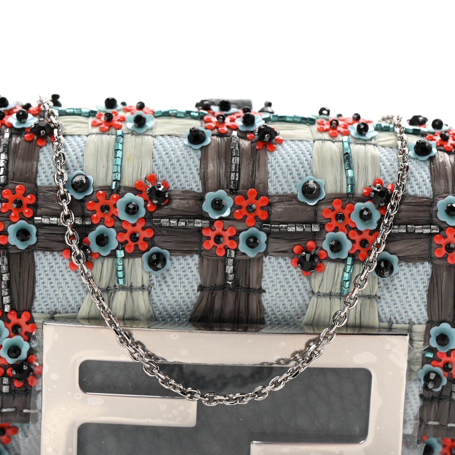 Canvas Beaded Nano Baguette Charm Blue Multicolor