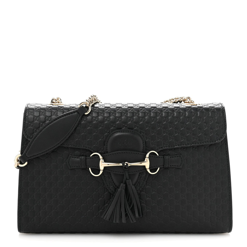 Microguccissima Medium Emily Chain Shoulder Bag Black