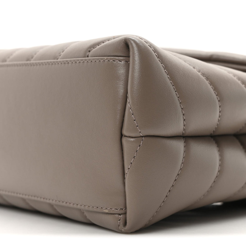 Calfskin Y Quilted Monogram Small Loulou Chain Satchel Greyish Brown