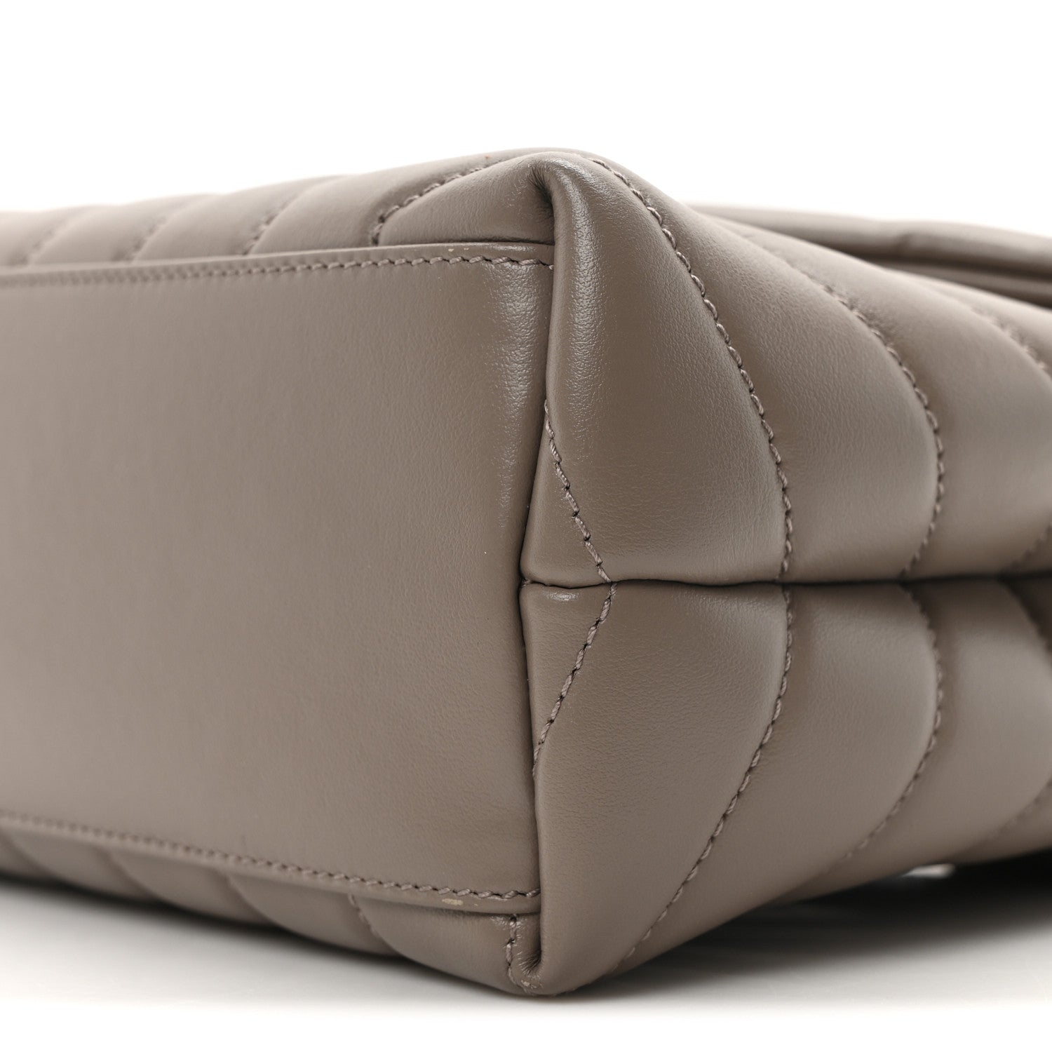 Calfskin Y Quilted Monogram Small Loulou Chain Satchel Greyish Brown