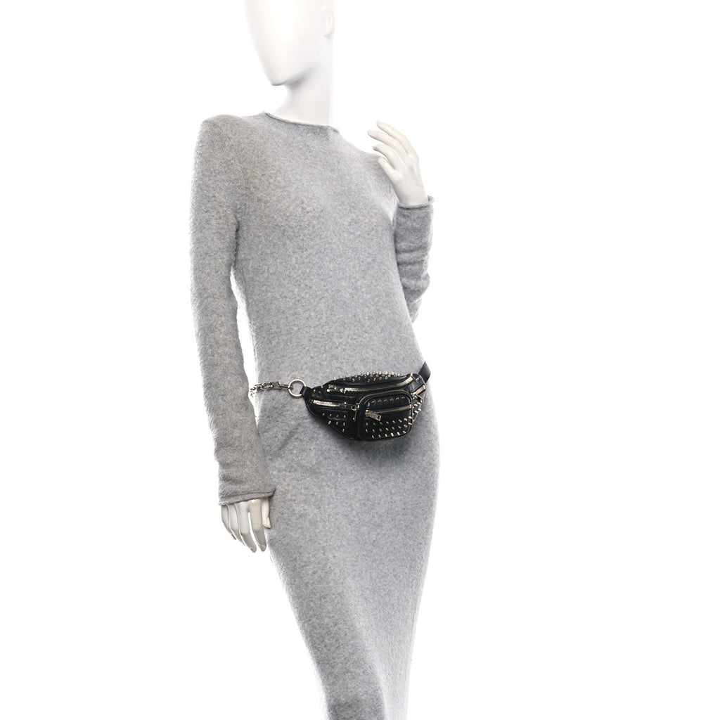 Lambskin Studded Mini Attica Belt Bag Black