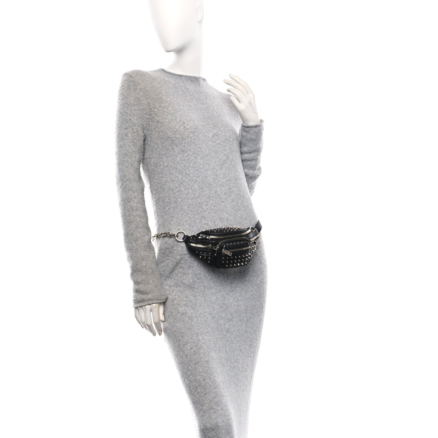 Lambskin Studded Mini Attica Belt Bag Black