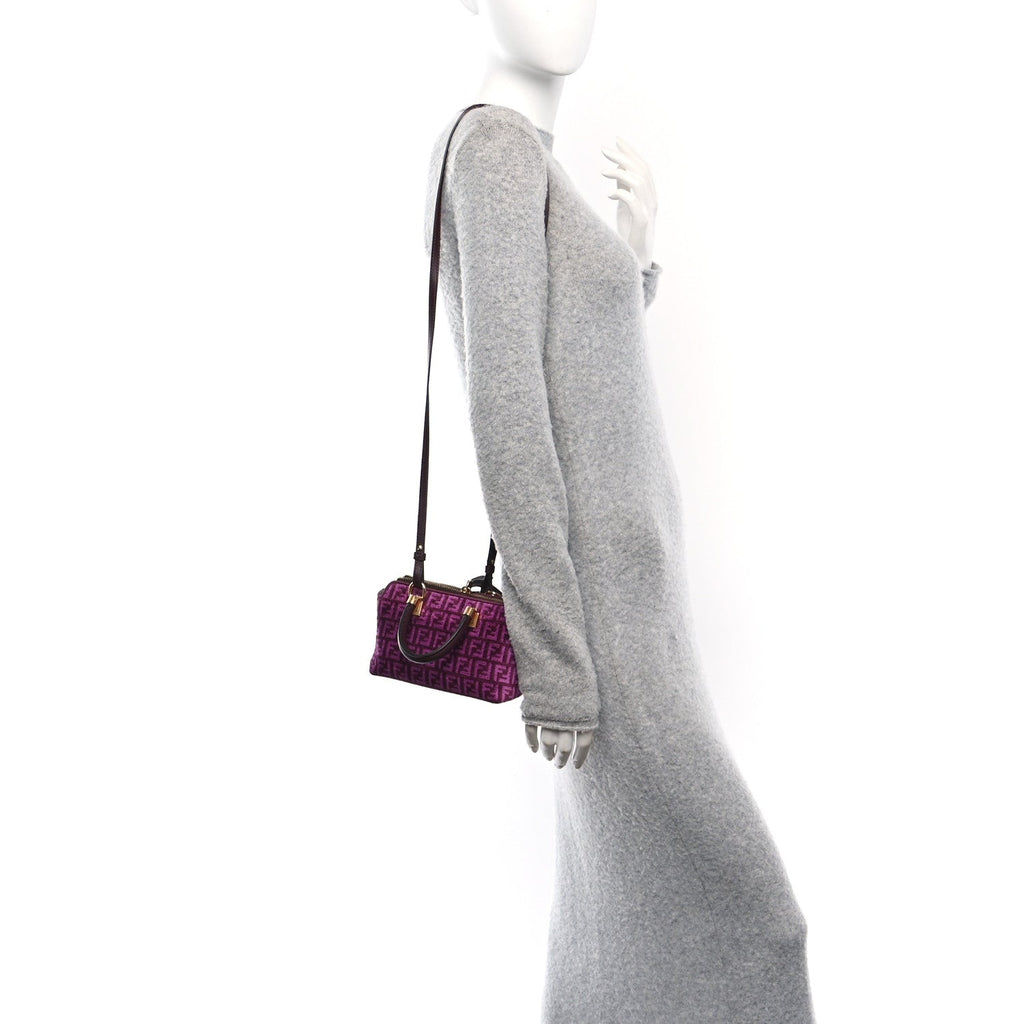 Chenille Vitello Micro FF Mini By The Way Top Handle Boston Bag Rosso Roma