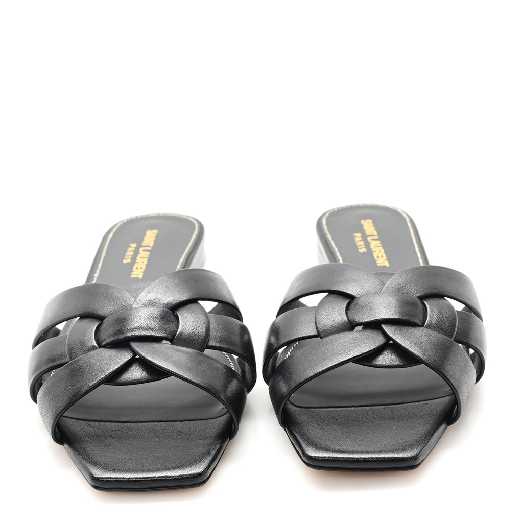Calfskin Tribute 05 Slide Sandals 36.5 Black