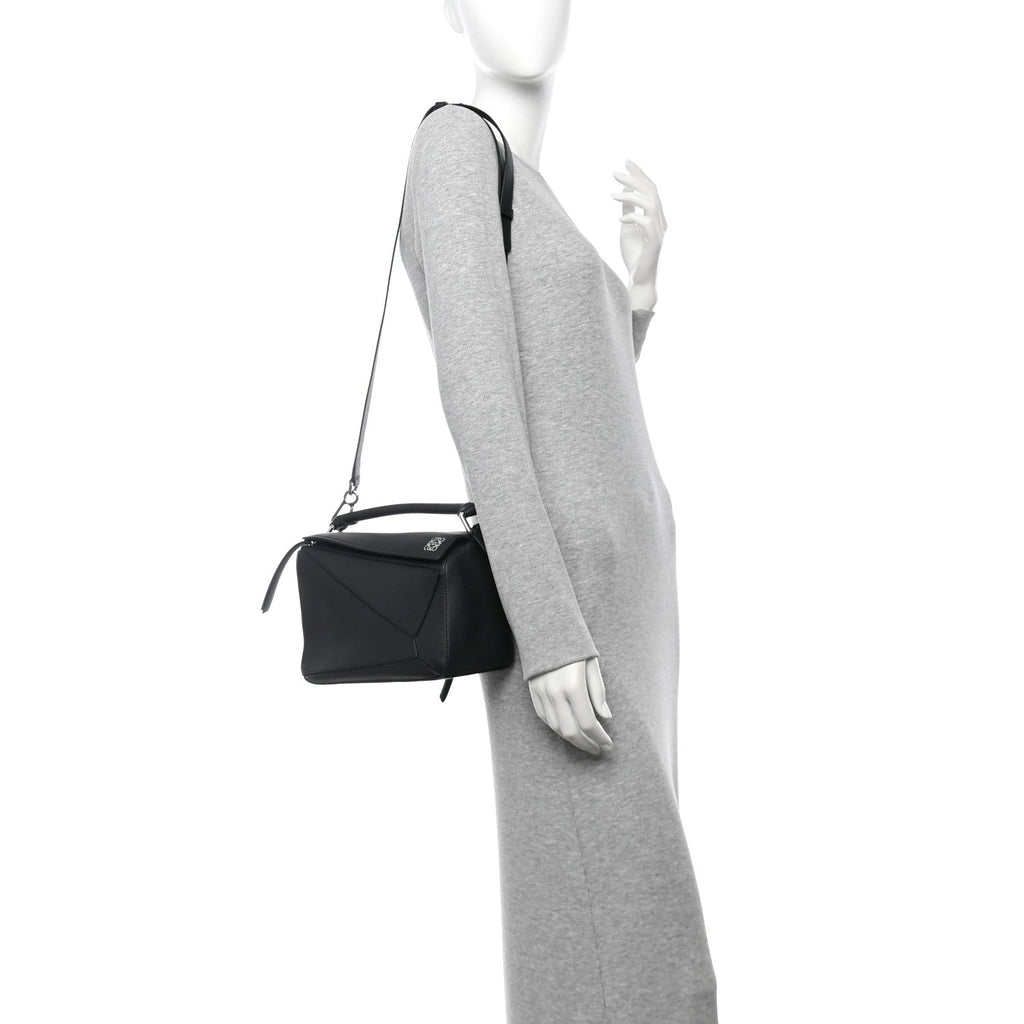 Calfskin Small Puzzle Bag Black