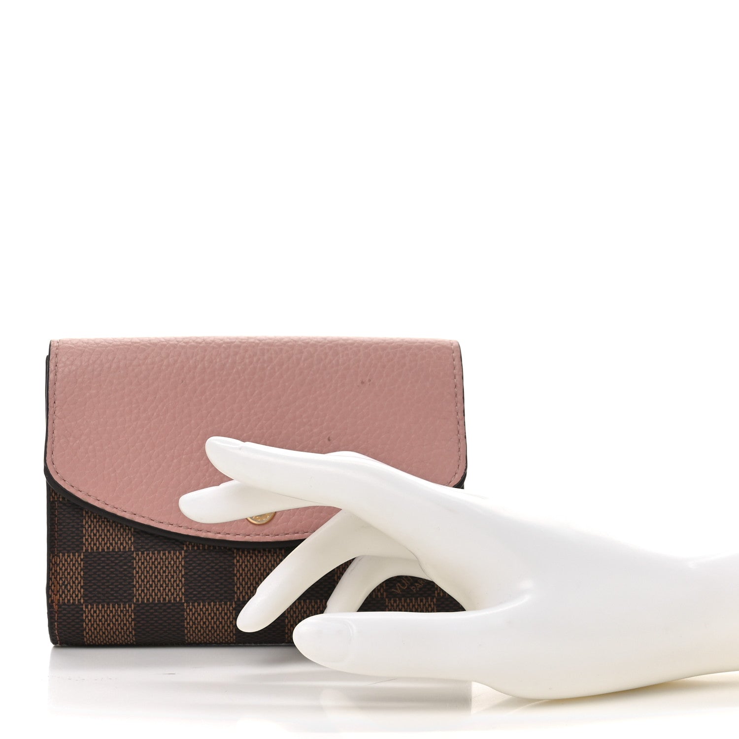 Damier Ebene Normandy Compact Wallet Rose Ballerine