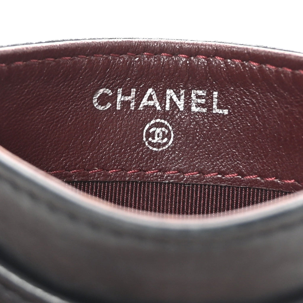 Lambskin Quilted Card Holder Black