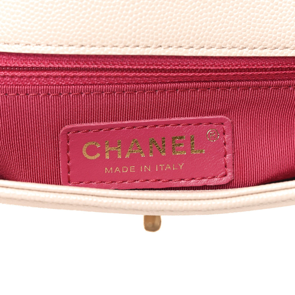 Caviar Quilted Small Fashion Therapy Flap Bag Beige