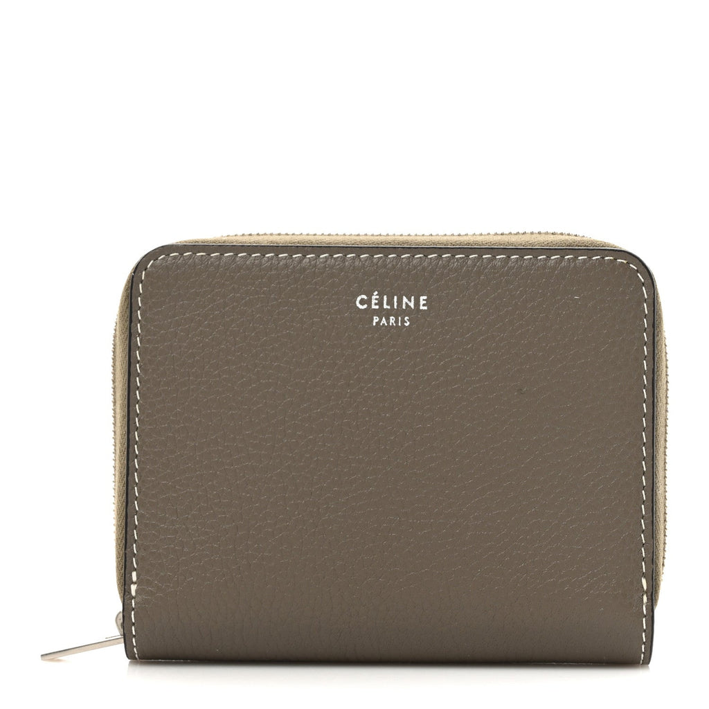 Grained Calfskin Compact Zipped Wallet Souris