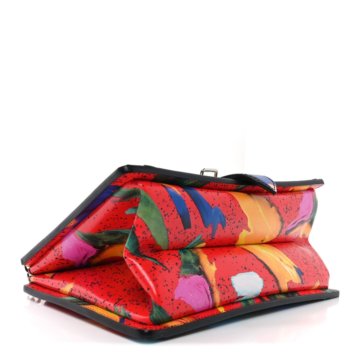 Calfskin Splash Print Trapeze Black White Red