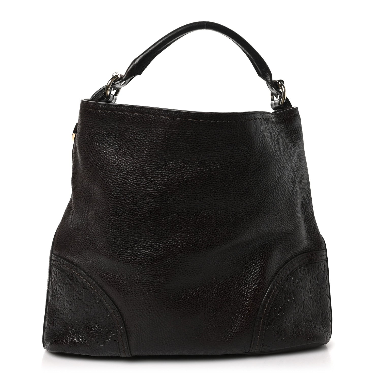 Calfskin Guccissima Trim Large Signoria Hobo Dark Brown