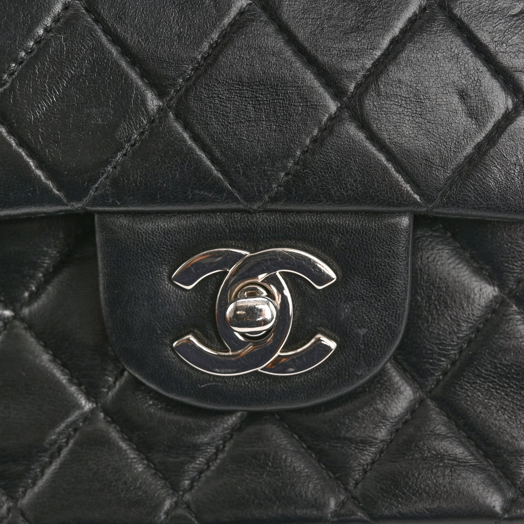 Lambskin Quilted Medium Double Flap Black
