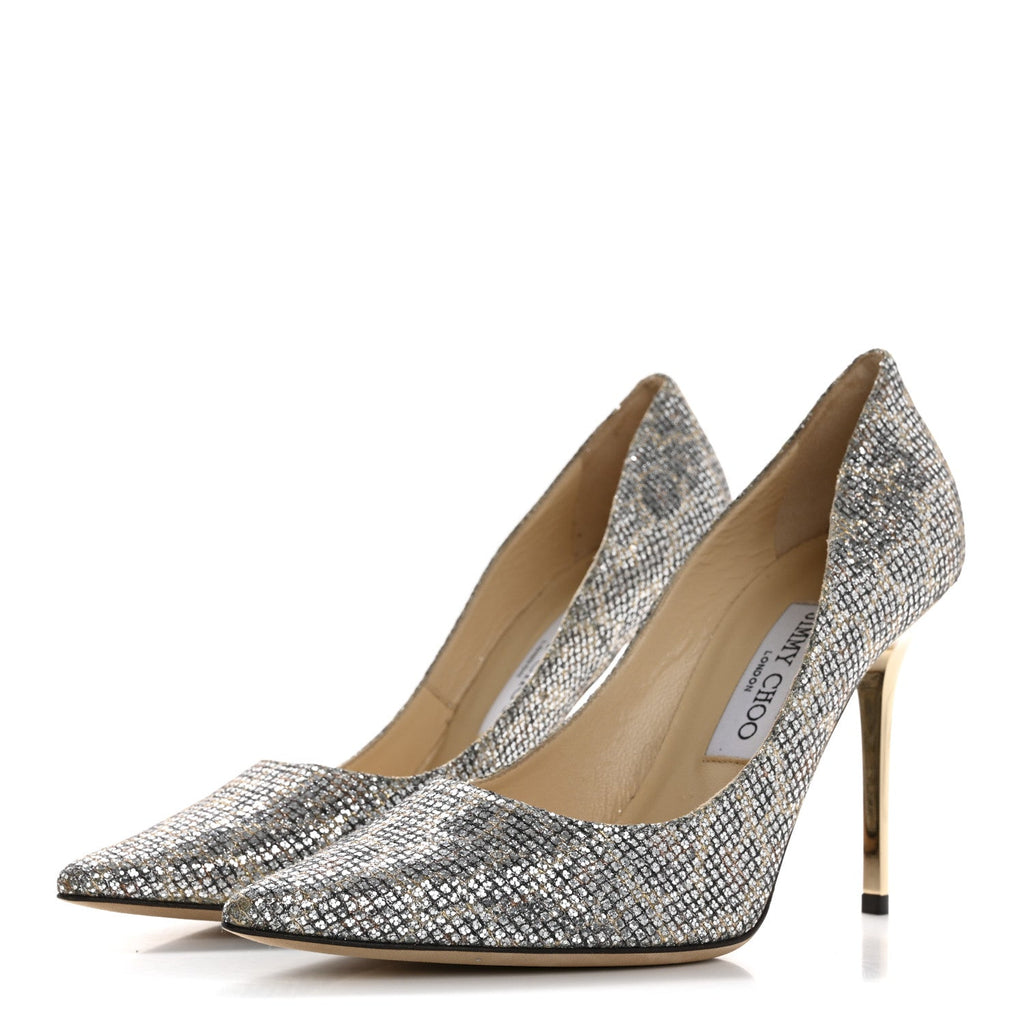 Coarse Glitter Fabric Aurora Leopard Print Abel Pumps 37 Champagne