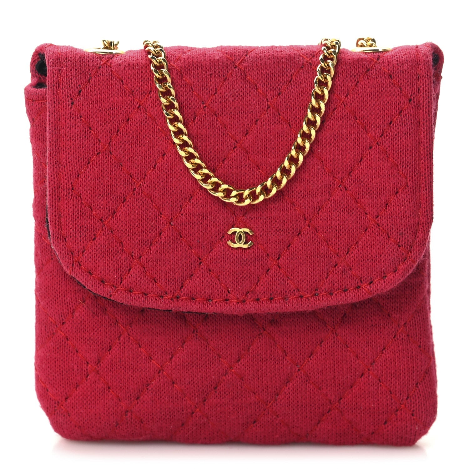 Jersey Quilted Micro Flap Bag Red