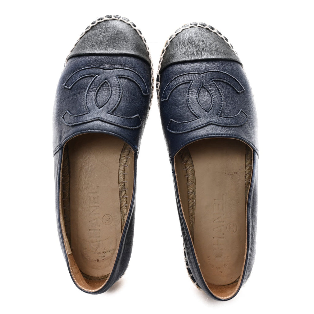 Lambskin CC Espadrilles 36 Navy Black