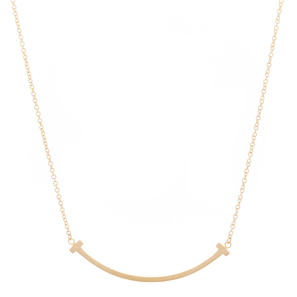 18K Rose Gold Small T Smile Pendant Necklace