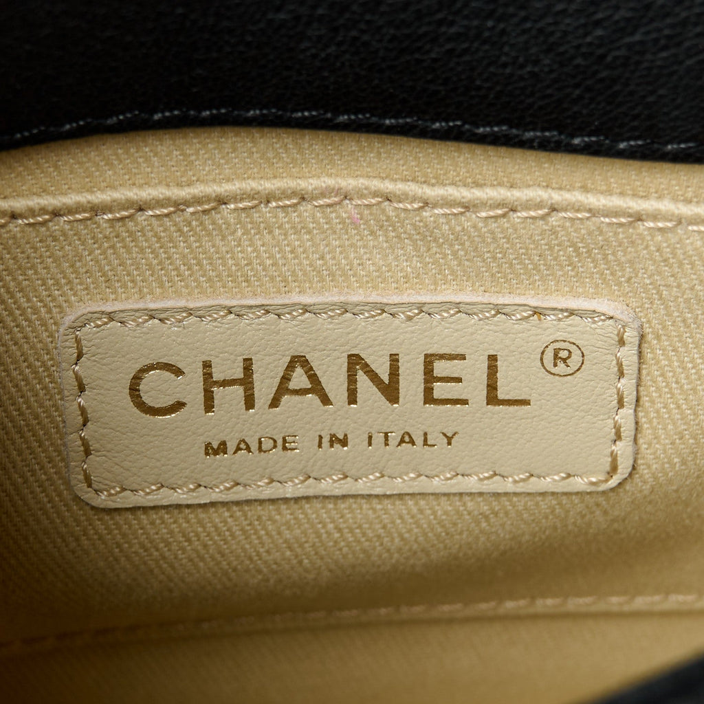 Goatskin Quilted Small Rita Top Handle Flap Black