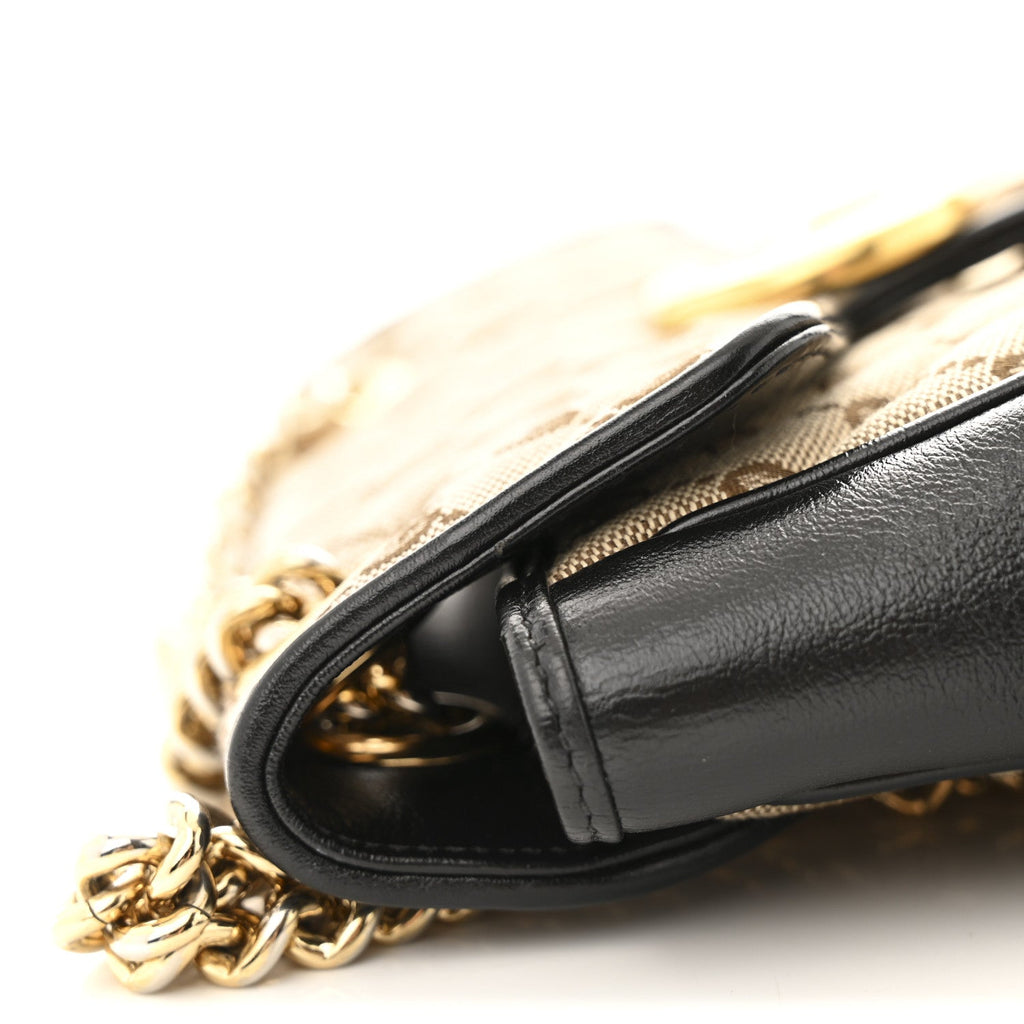 Monogram Matelasse Diagonal Small GG Marmont Shoulder Bag Beige Black