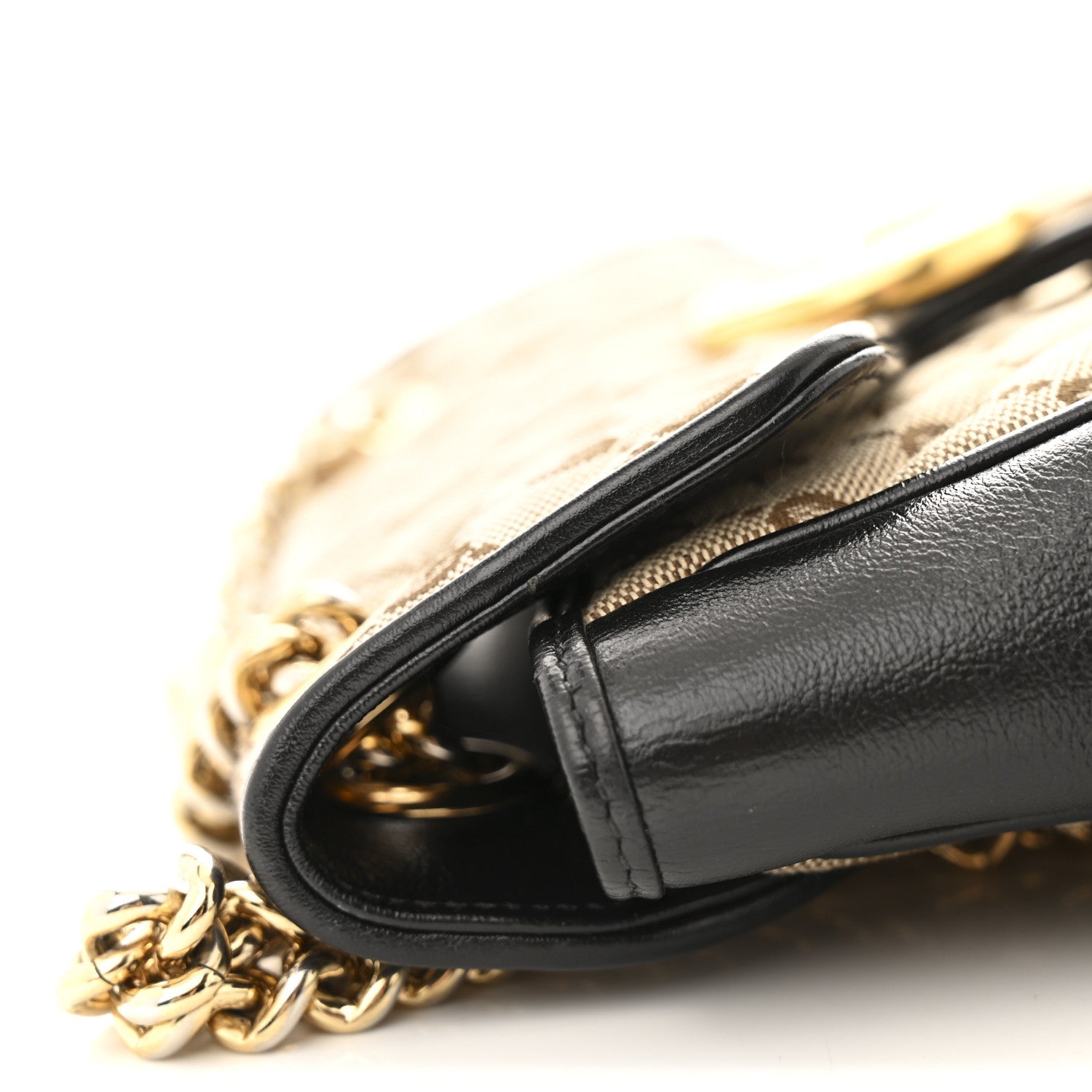 Monogram Matelasse Diagonal Small GG Marmont Shoulder Bag Beige Black