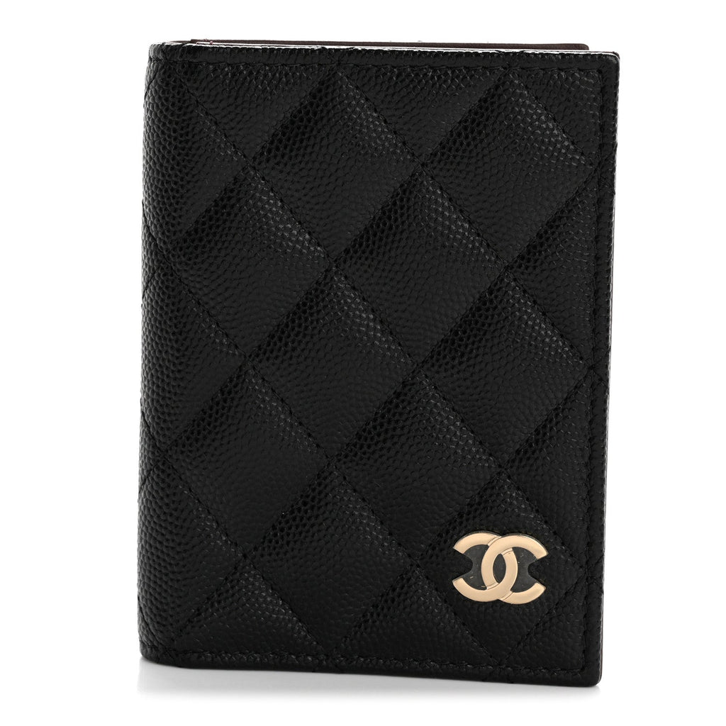 Caviar Quilted Card Holder Wallet Black