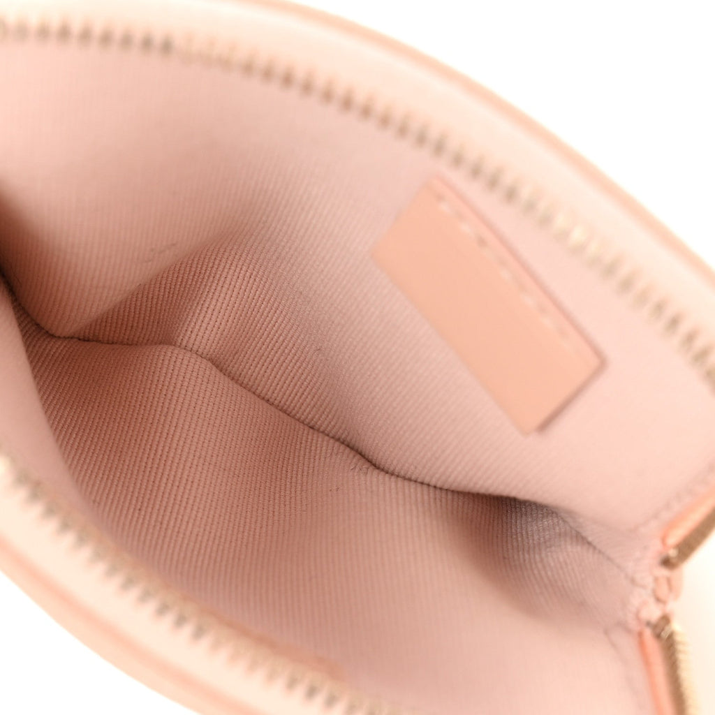 Caviar Quilted Zip Card Holder Wallet Light Pink