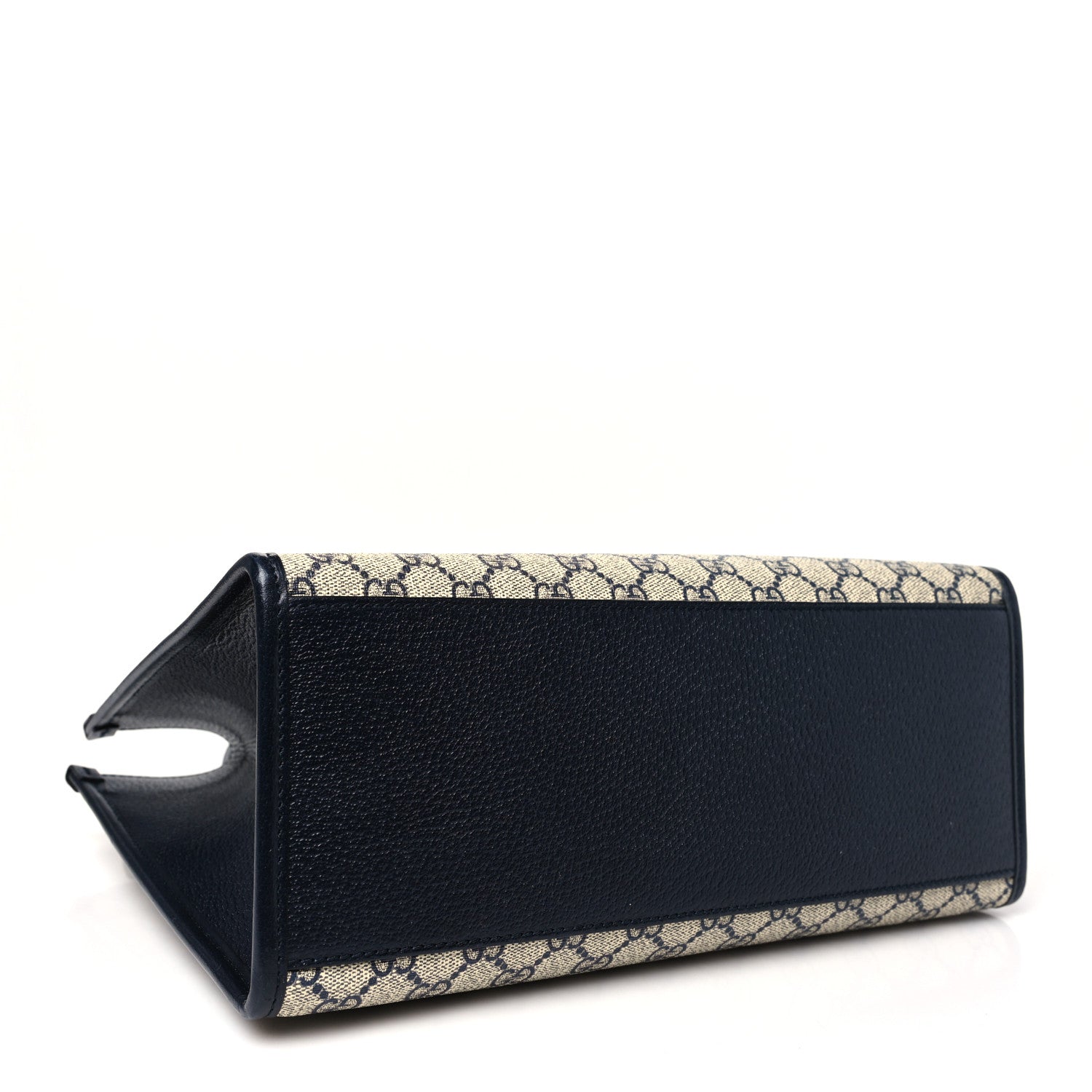 GG Supreme Monogram Textured Dollar Calfskin Small Retro Interlocking G Tote Bag Beige Blue