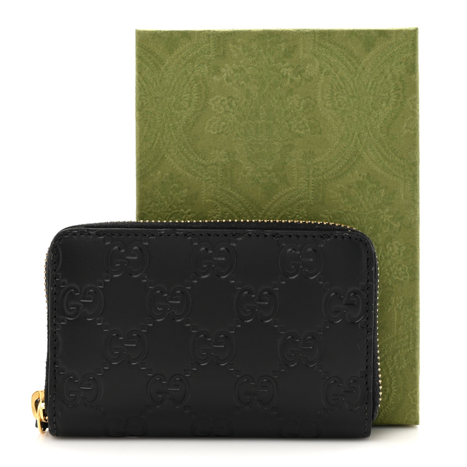 Guccissima Zip Around Card Case Black