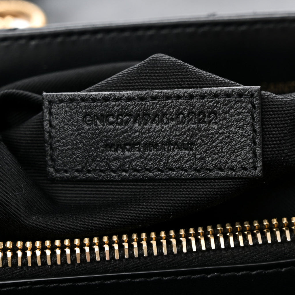 Calfskin Y Quilted Monogram Medium Loulou Chain Satchel Black