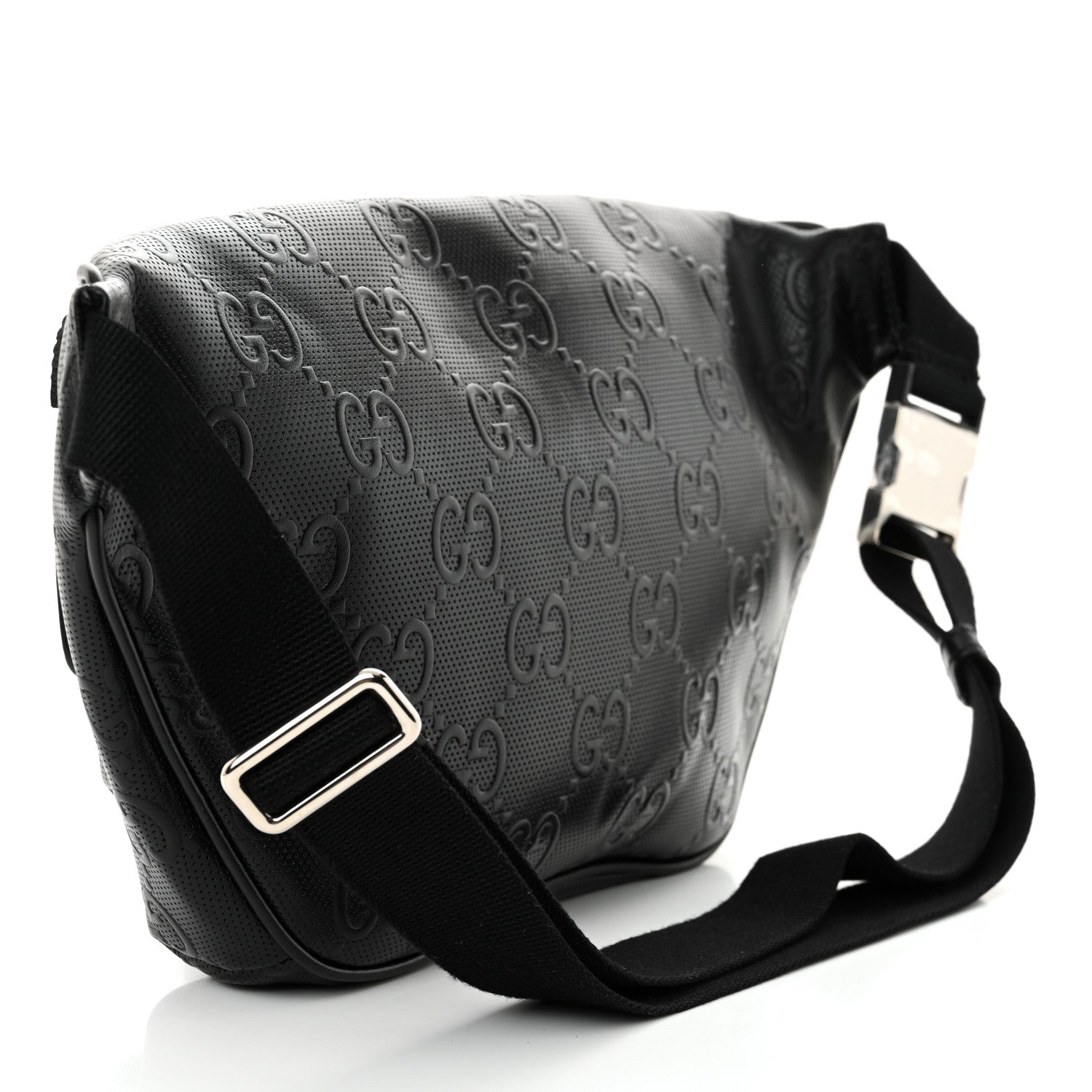Calfskin GG Tennis Embossed Pocket Belt Bag Black