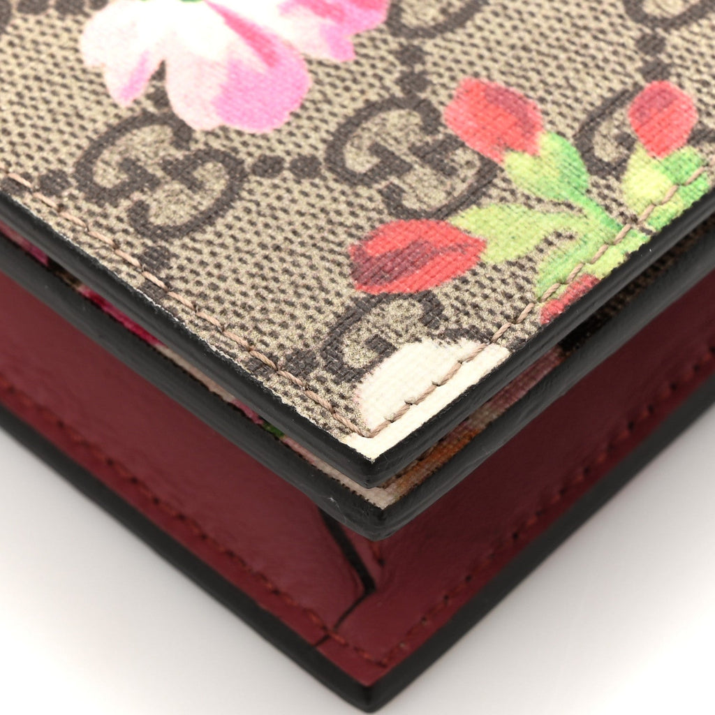 GG Supreme Monogram Blooms Chain Wallet Beige Multicolor Dry Rose