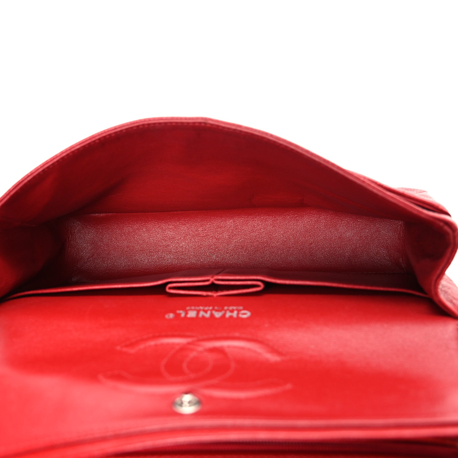 Caviar Quilted Medium Double Flap Red