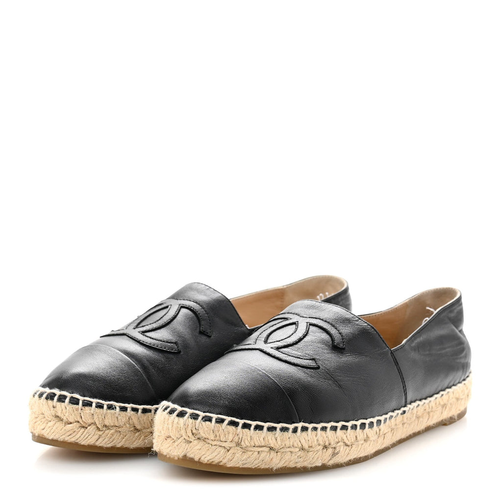 Lambskin CC Espadrilles 37 Black