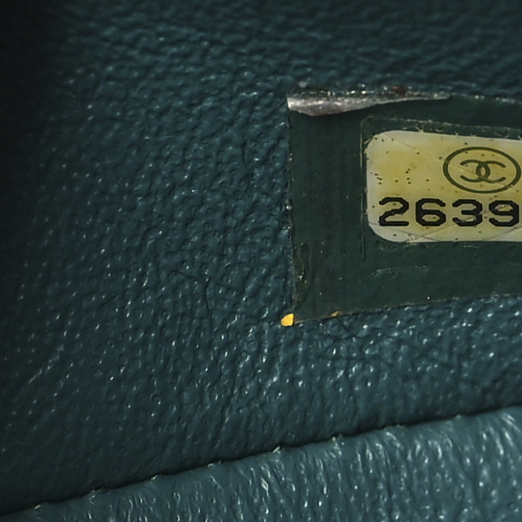 Caviar Quilted Medium Double Flap Turquoise