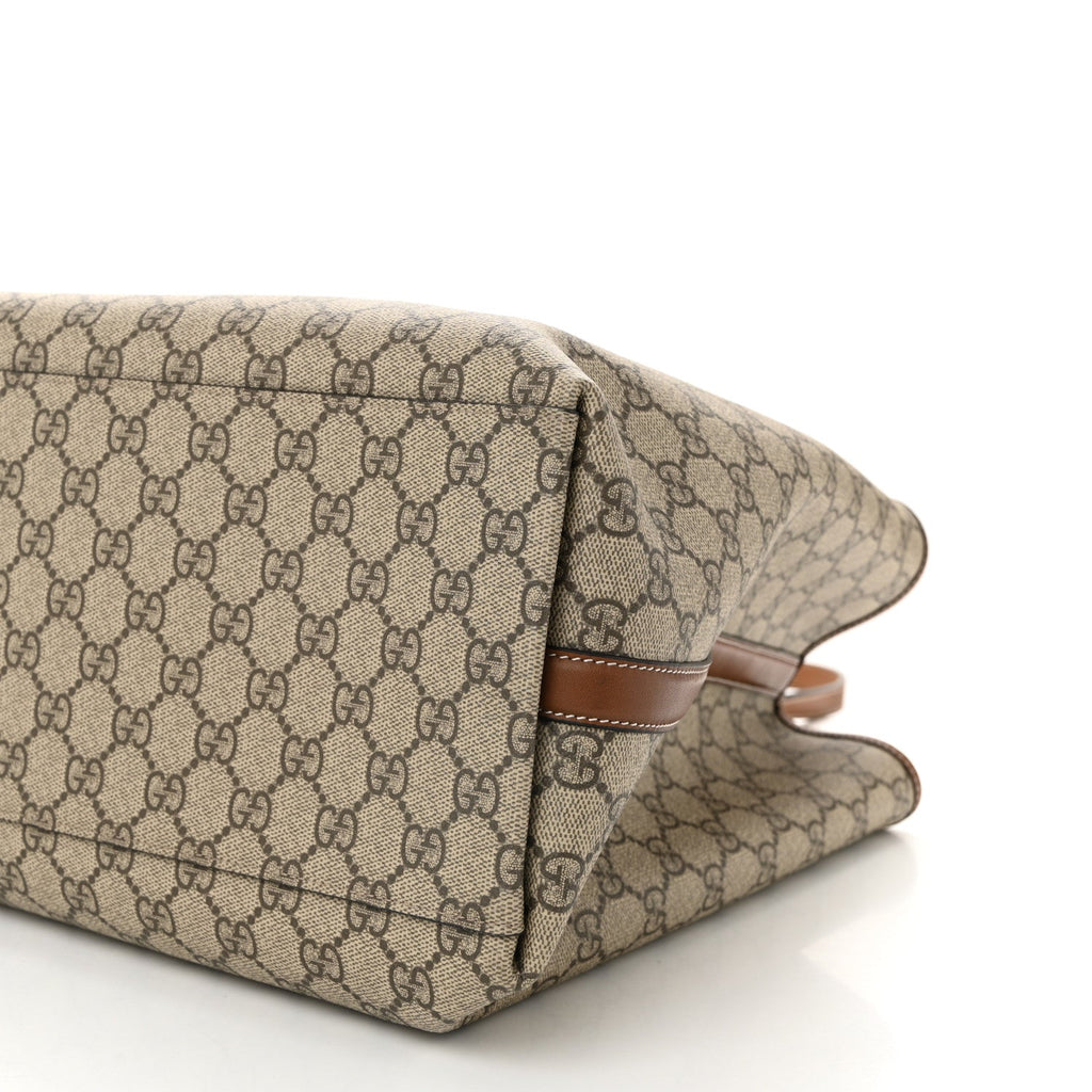 GG Supreme Monogram Emblem Maxi Tote Bag Beige Dark Brown
