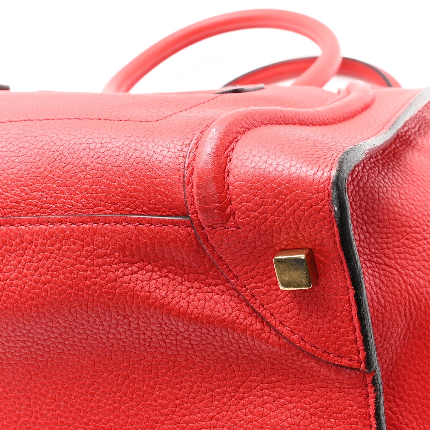 Drummed Calfskin Mini Luggage Coquelicot