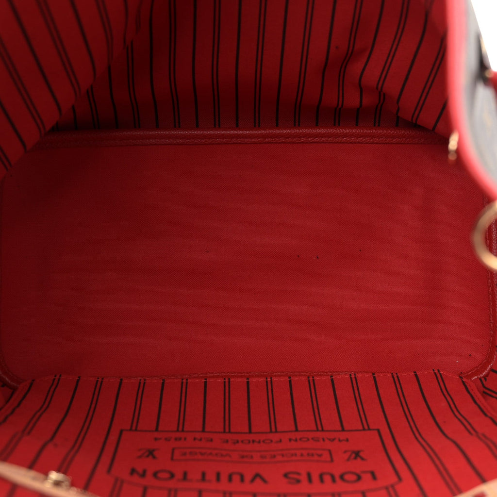 Monogram Inside Out Neverfull Bandouliere MM Sari Red