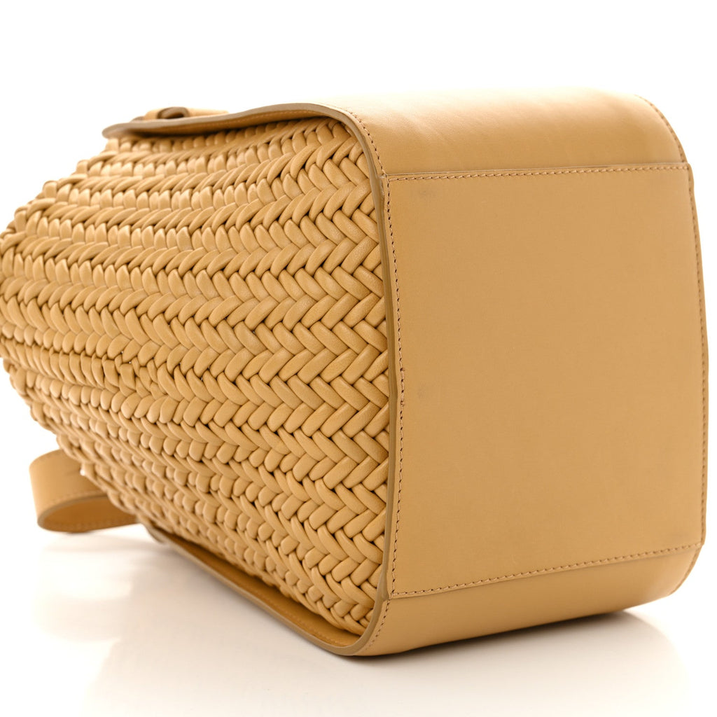 Calfskin Woven Compact Hammock Shoulder Bag  Sahara