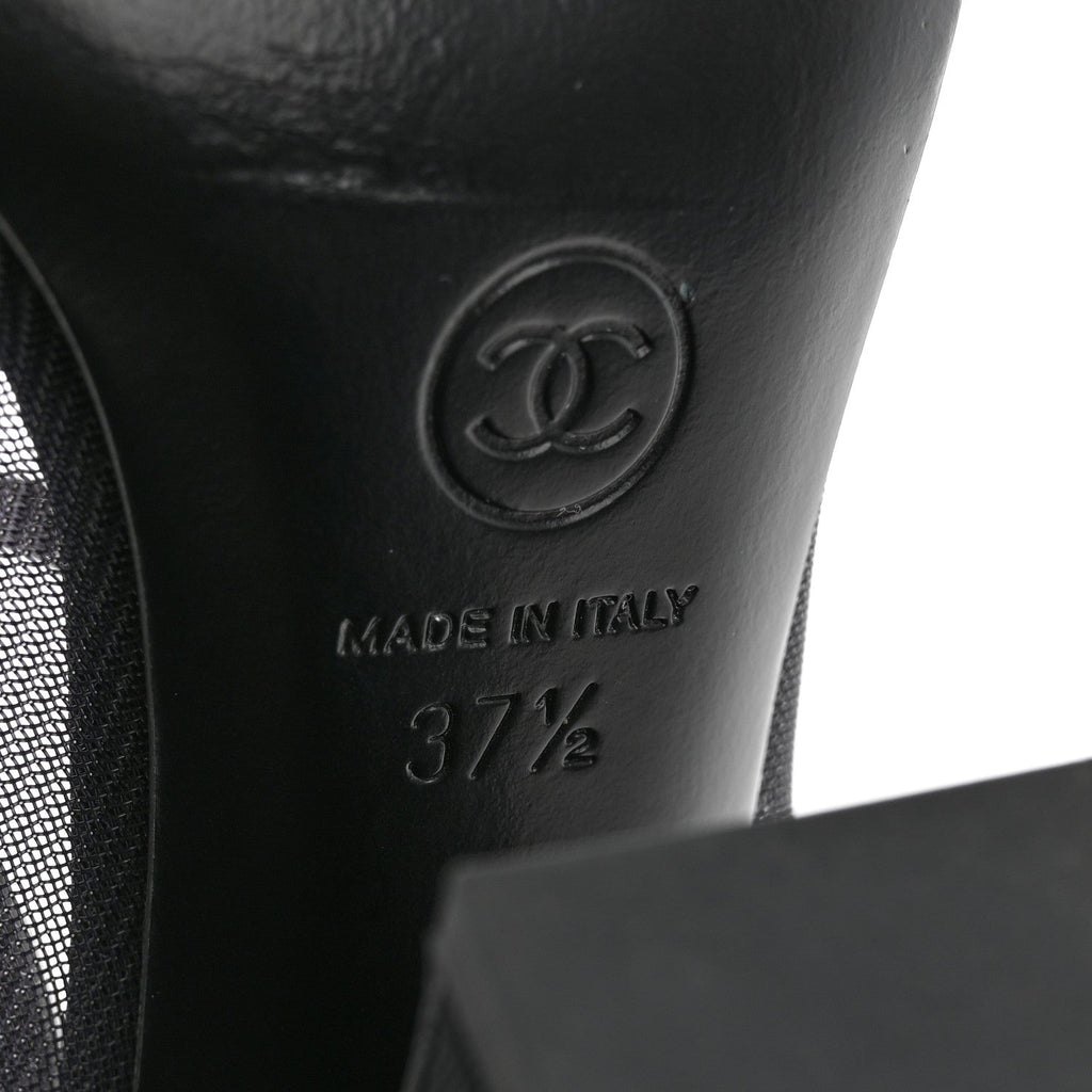 Mesh Suede Grosgrain Pearls Cap Toe Mary Jane Pumps  37.5 Black