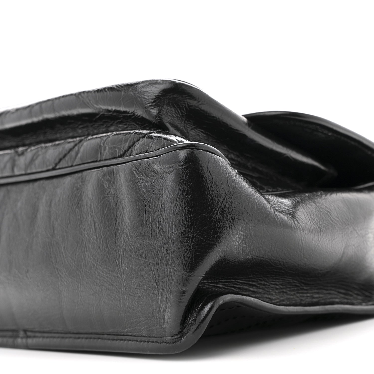 Crinkled Calfskin Matelasse Monogram Medium Niki Chain Satchel Black