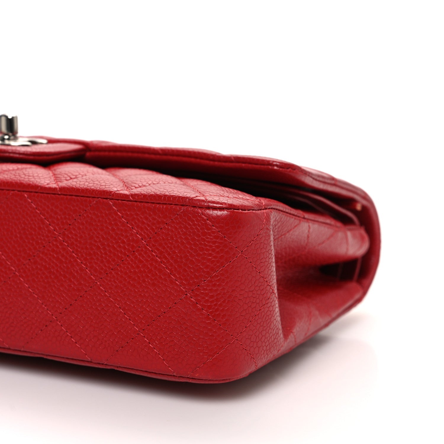 Caviar Quilted Medium Double Flap Red