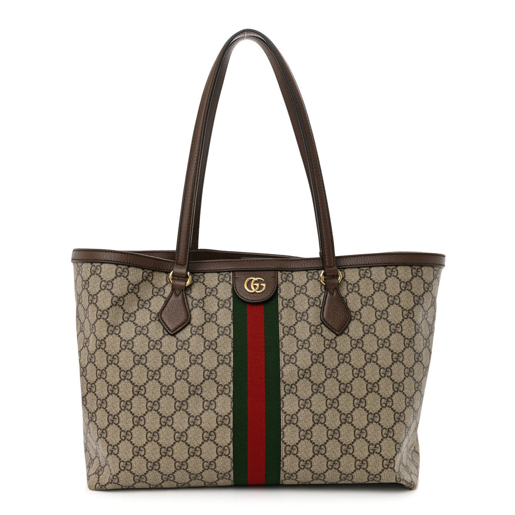 GG Supreme Monogram Medium Ophidia Shopping Tote Brown