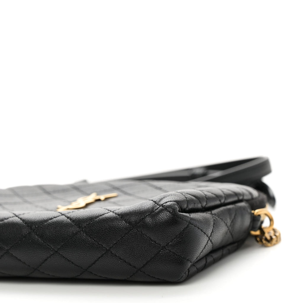Lambskin Quilted Gaby Zipped Pouch Black
