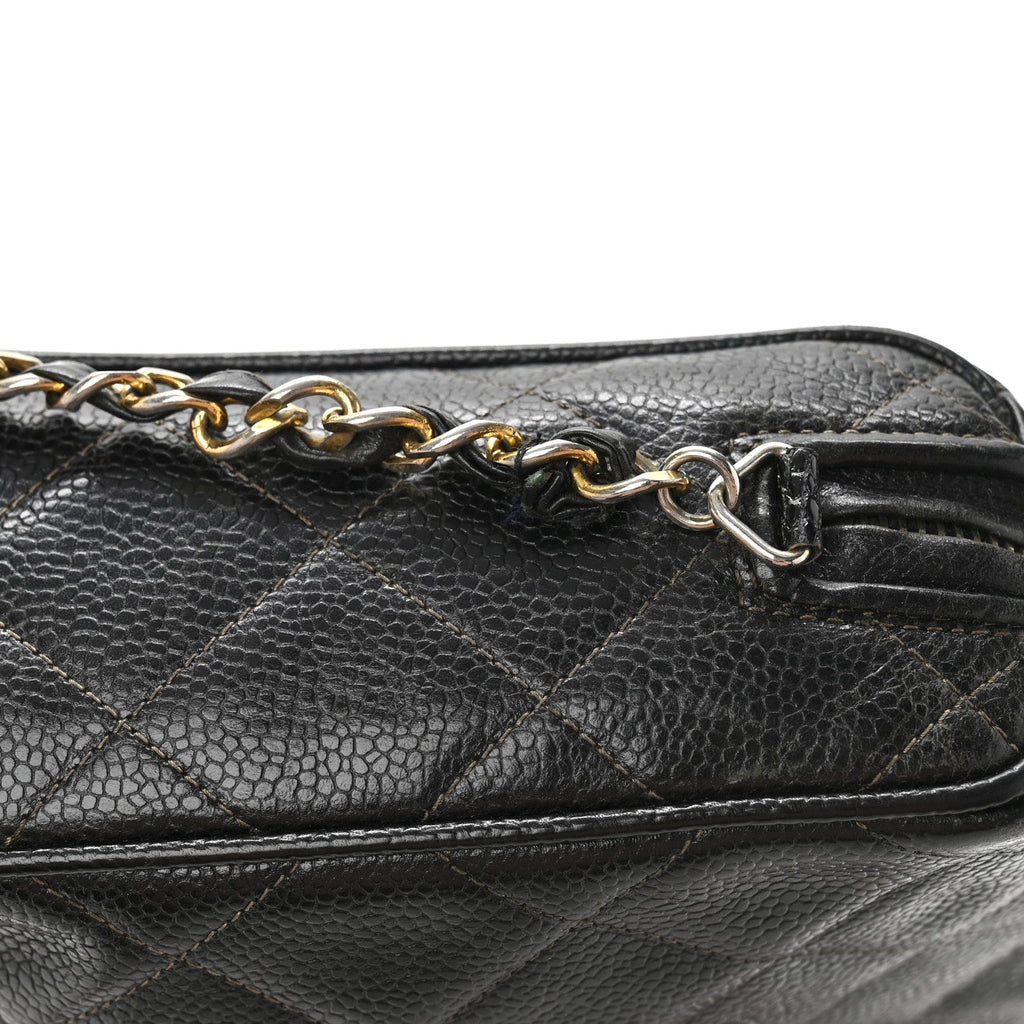 Caviar Quilted Camera Case Black